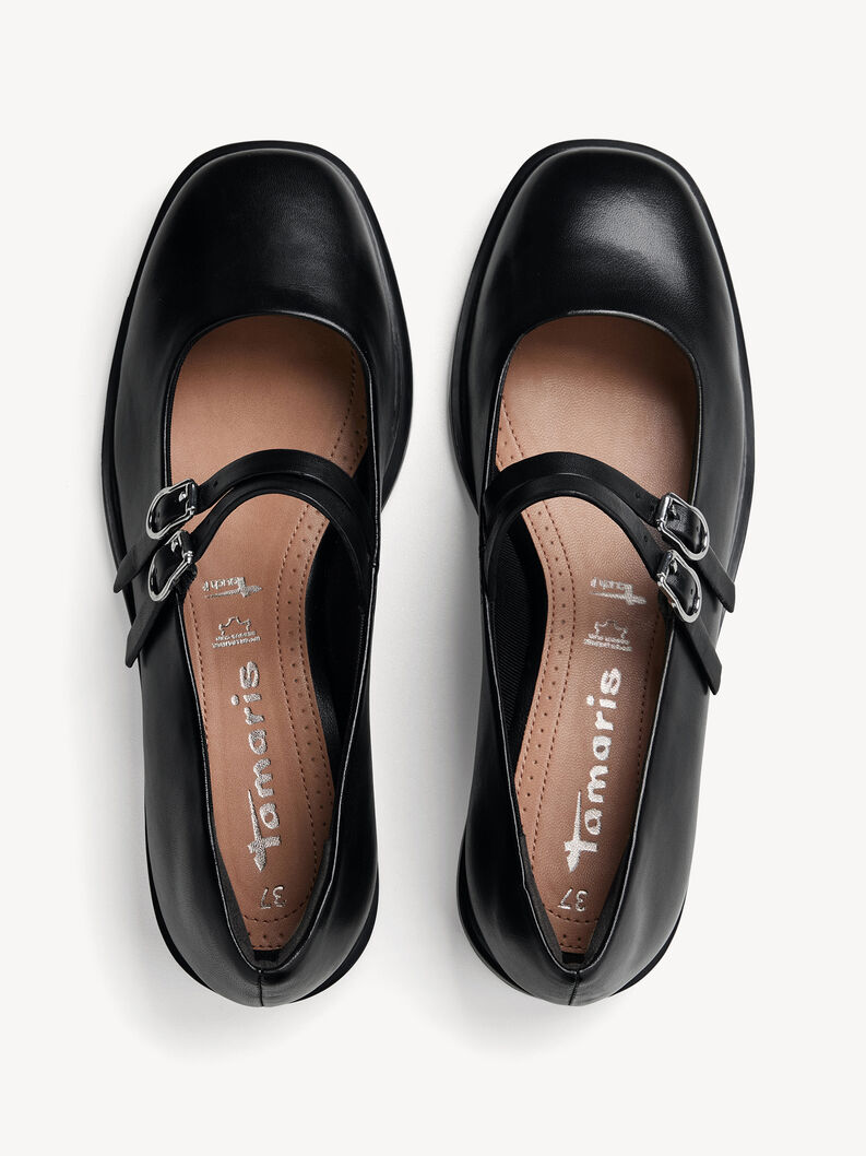 Ballerine en cuir - noir, BLACK, hi-res