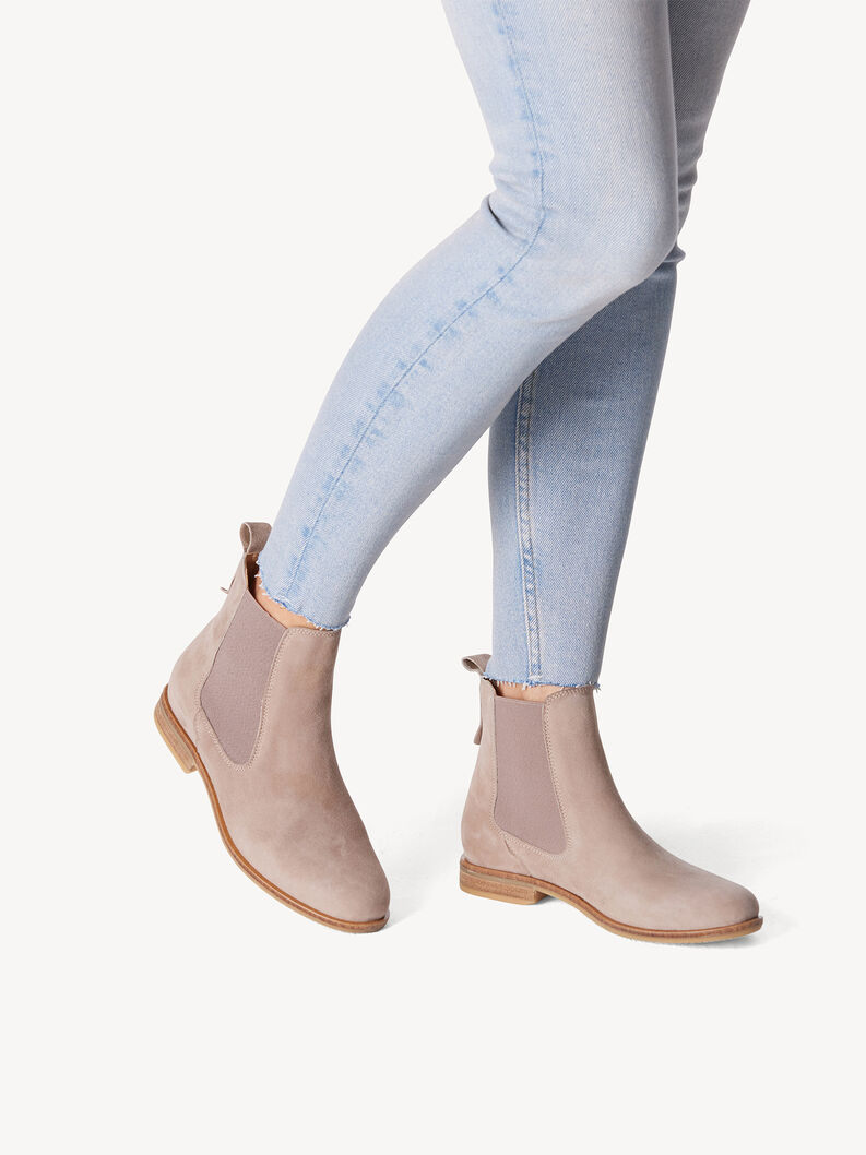 Bottine Chelsea en cuir - beige, TAUPE, hi-res