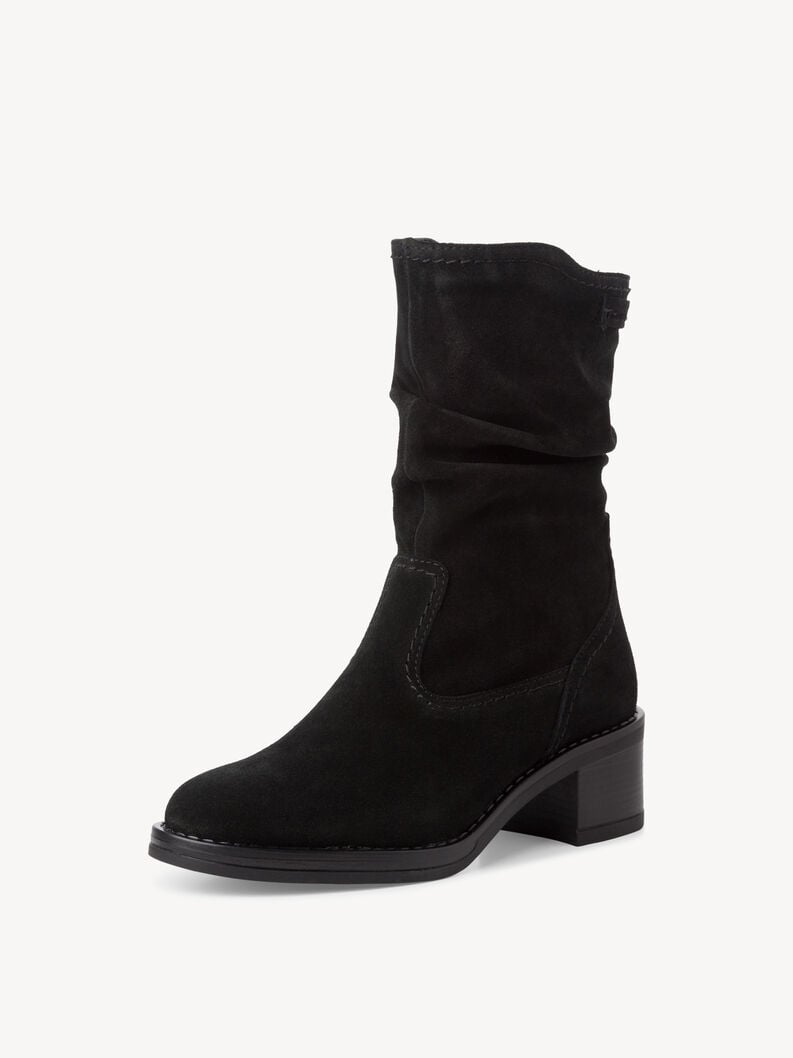 Leather Bootie - black, BLACK, hi-res