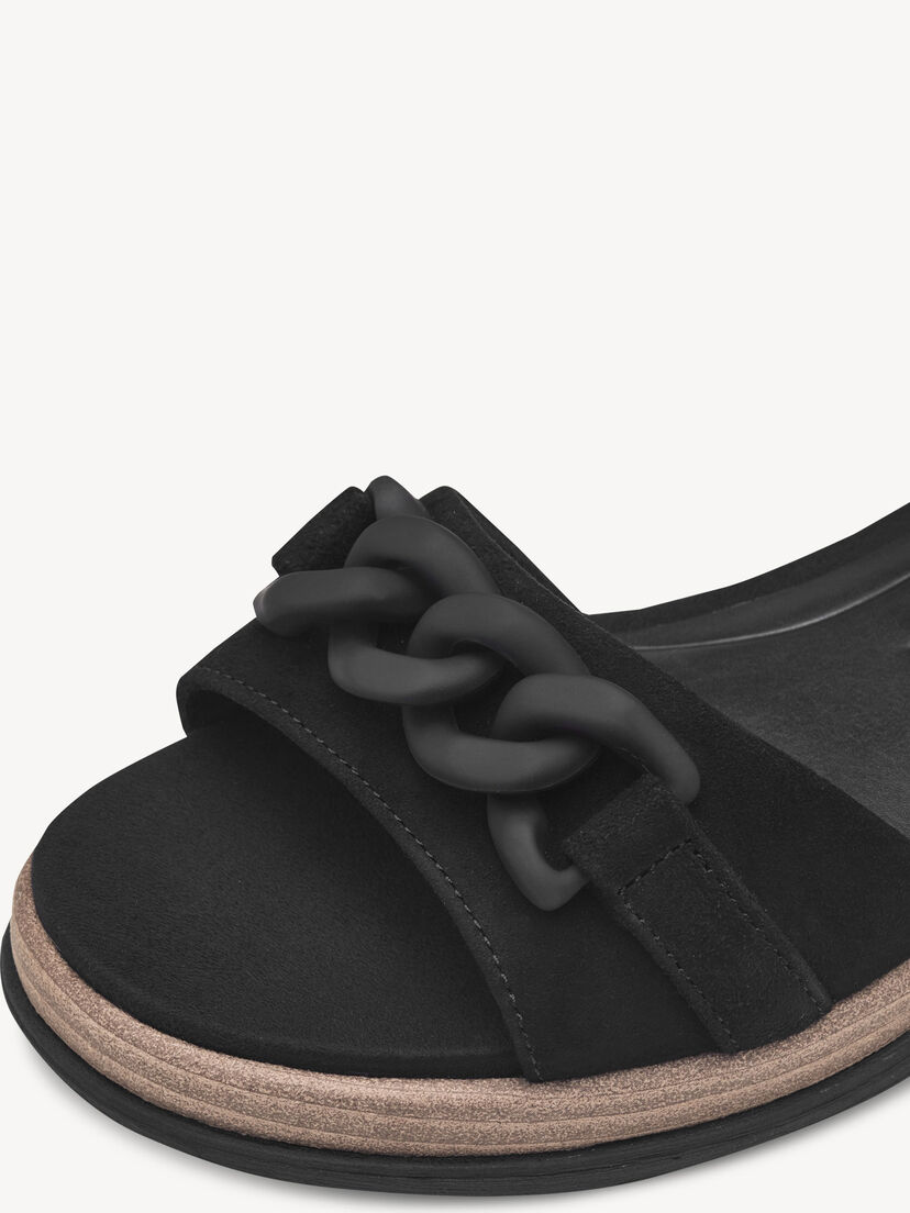 Leren Sandaaltje - zwart, BLACK, hi-res