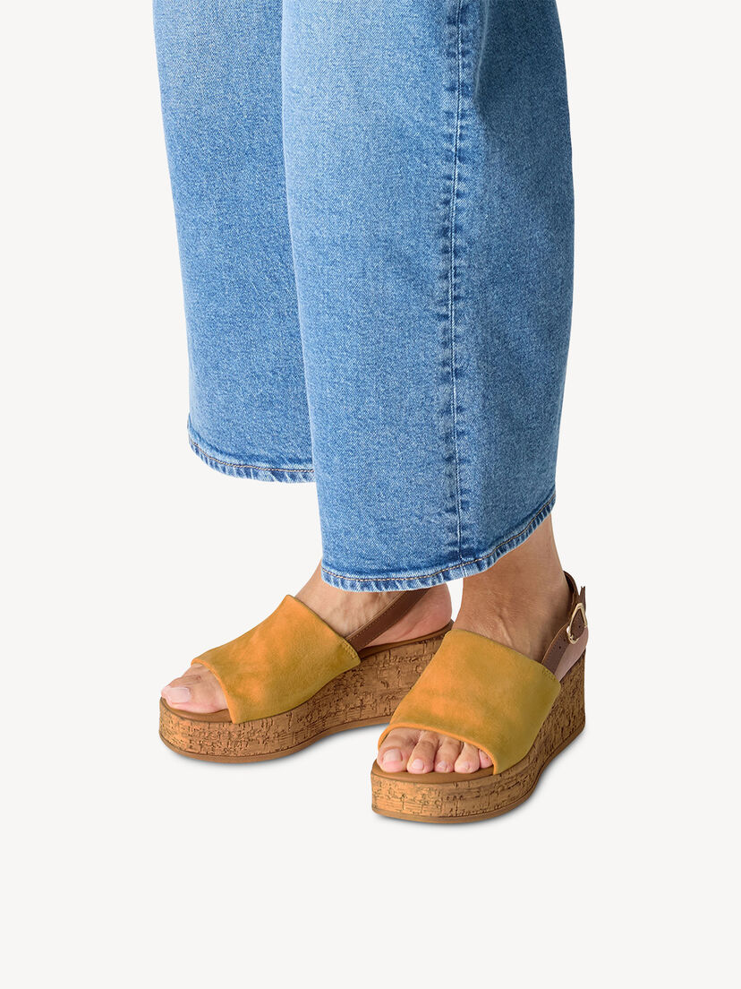 Leren Sandaaltje - geel, YELLOW, hi-res