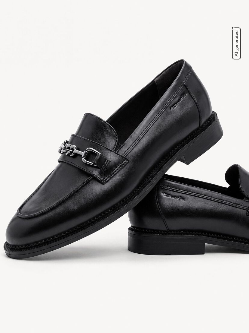Leren Instappers - zwart, BLACK MATT, hi-res