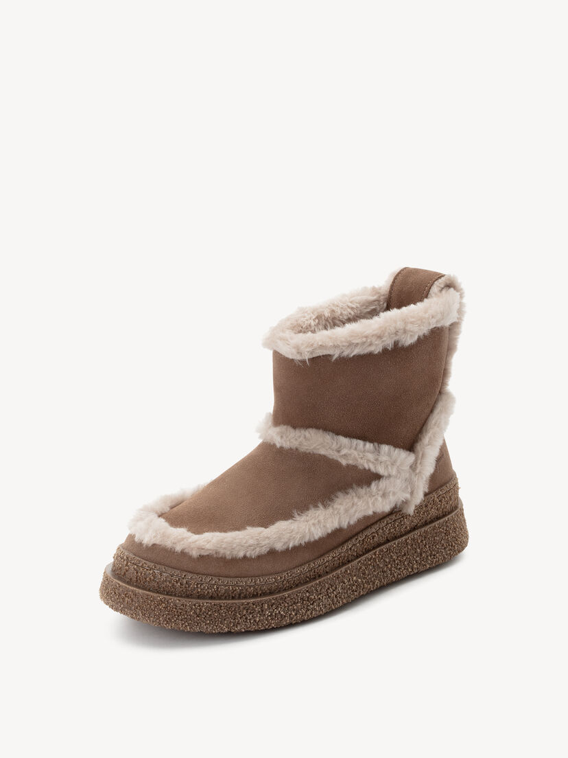 Enkellaarsje - beige warme voering, DARK TAUPE, hi-res