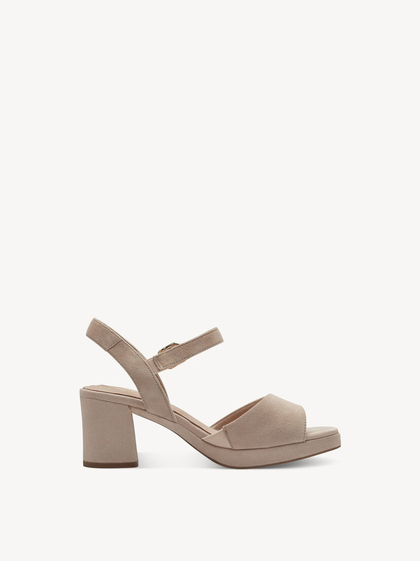 Leren Sandaaltje - beige, BEIGE SUEDE, hi-res