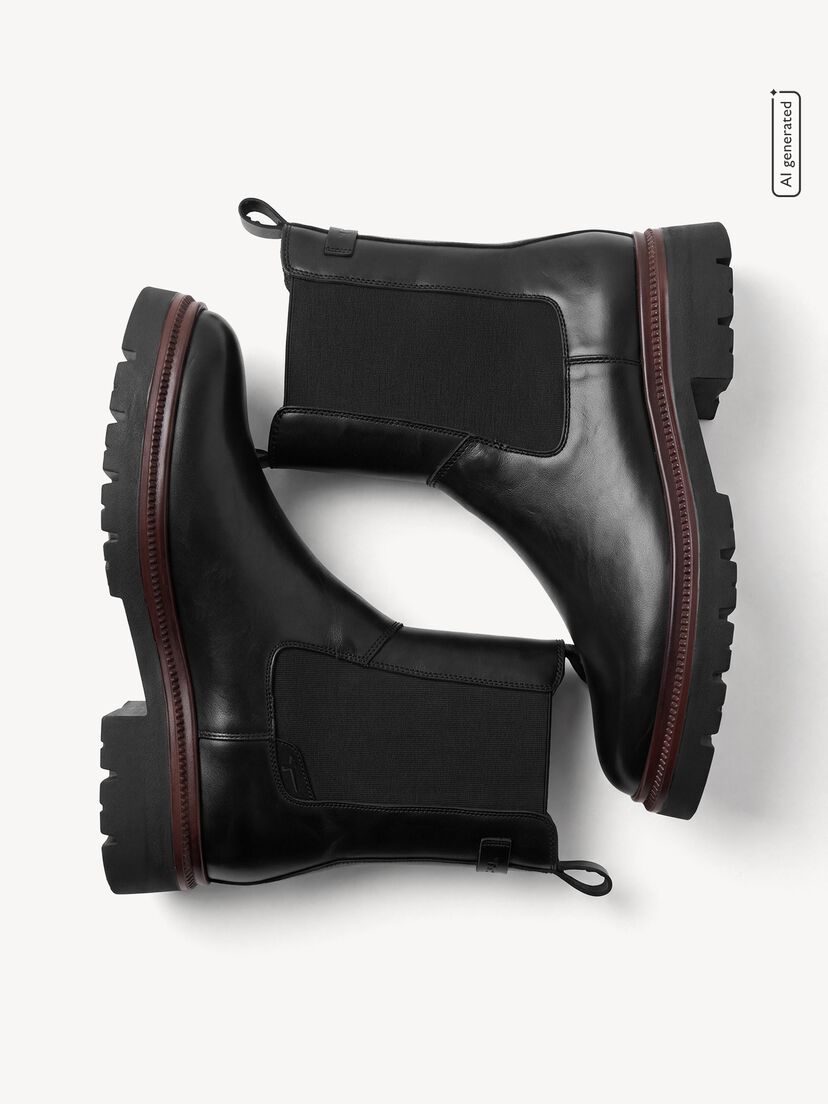 Leren Chelseaboot - zwart, BLACK LEATHER, hi-res