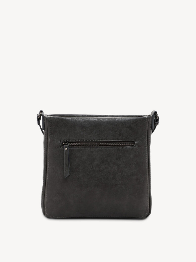 Dunkelgraue Leder-Crossbody-Tasche mit Rei&szlig;verschlusstasche hinten