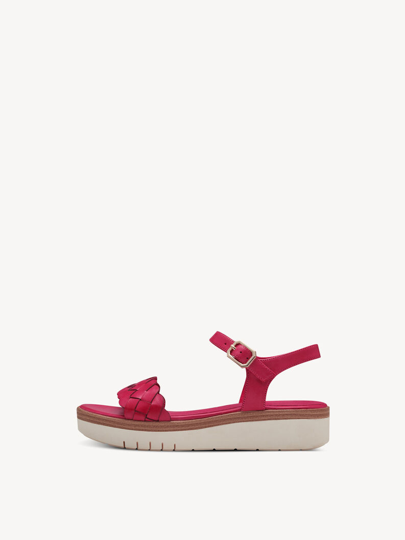 Leather Heeled sandal - pink, FUXIA, hi-res