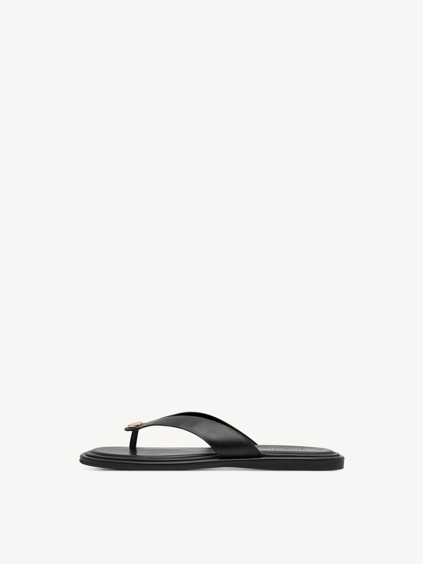 Leren Flip Flops - zwart, BLACK LEATHER, hi-res