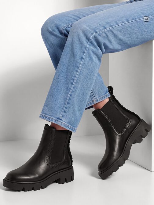 Bootie, BLACK LEATHER, hi-res