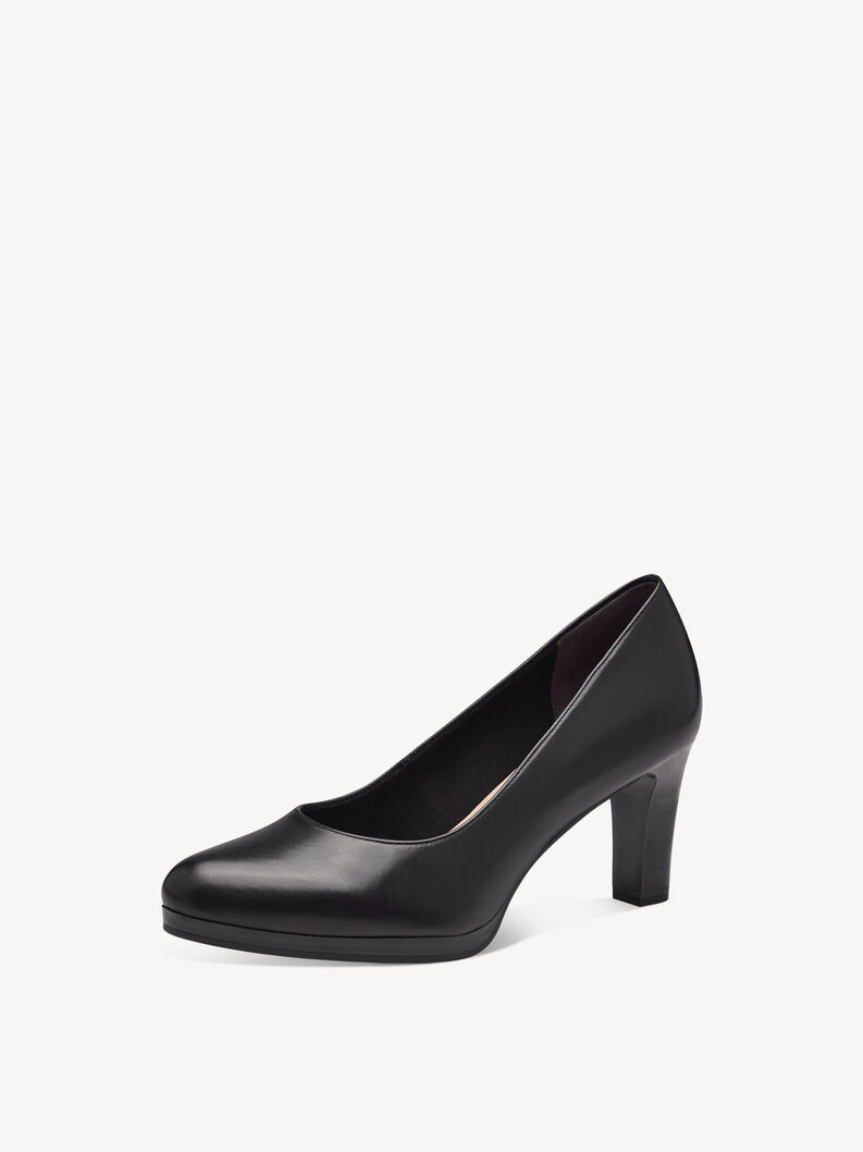 Escarpin en cuir - noir, BLACK, hi-res