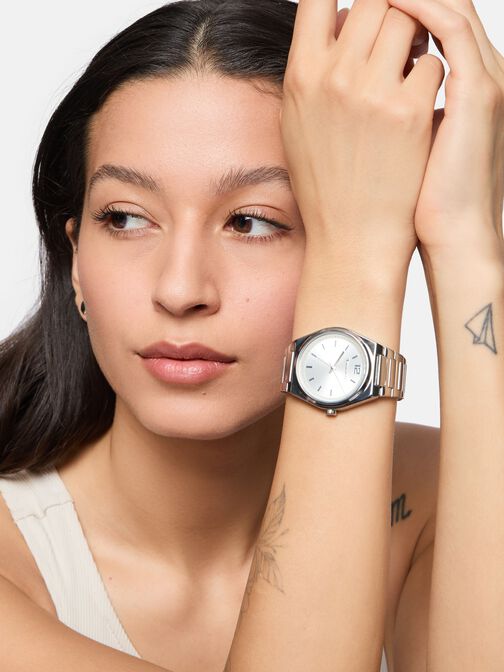 Uhr, silber silber-sunray, hi-res