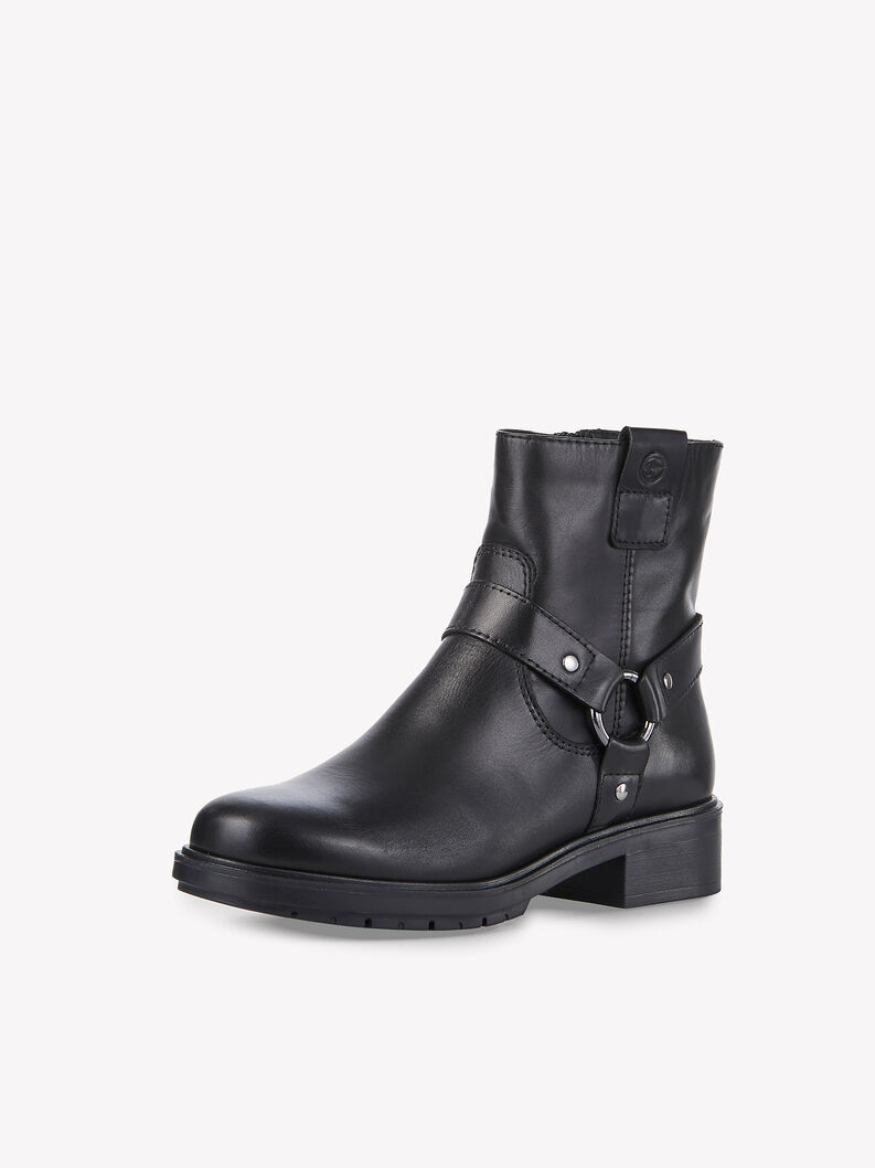 Leather Bootie - black, BLACK, hi-res