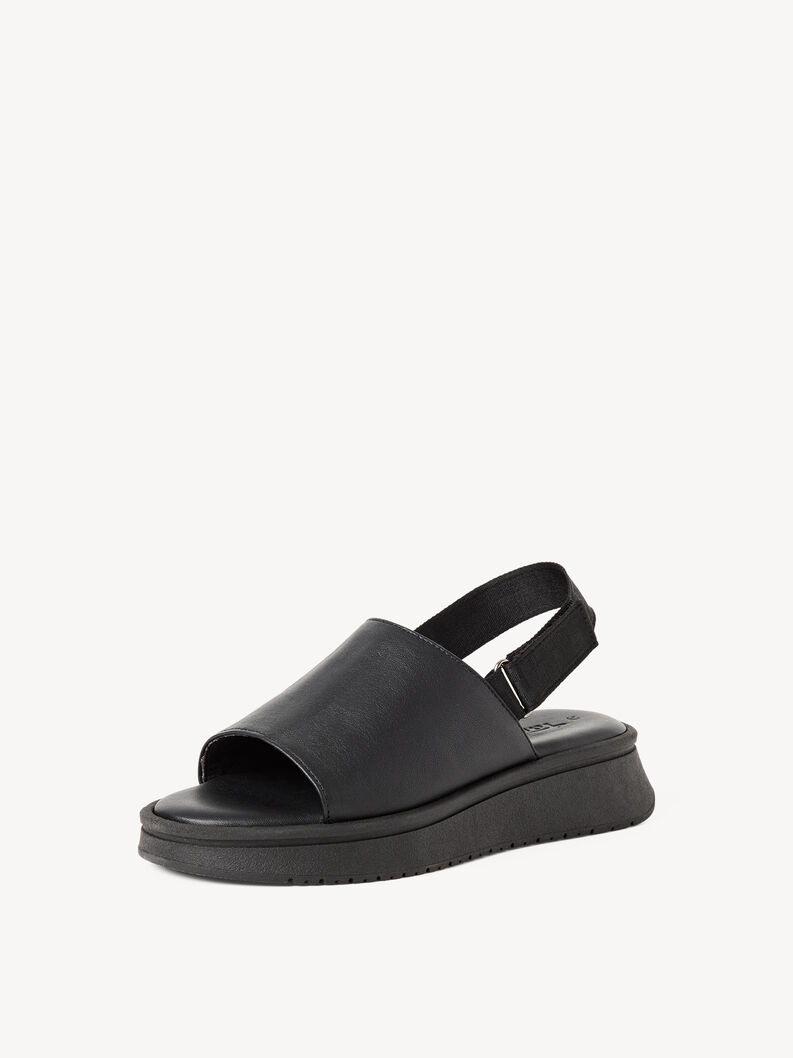 Leather Heeled sandal - black, BLACK LEATHER, hi-res