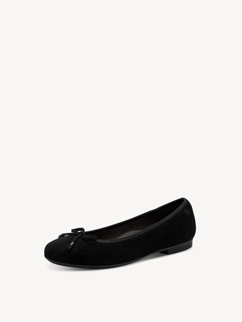 Leren Ballerina - zwart, BLACK SUEDE, hi-res