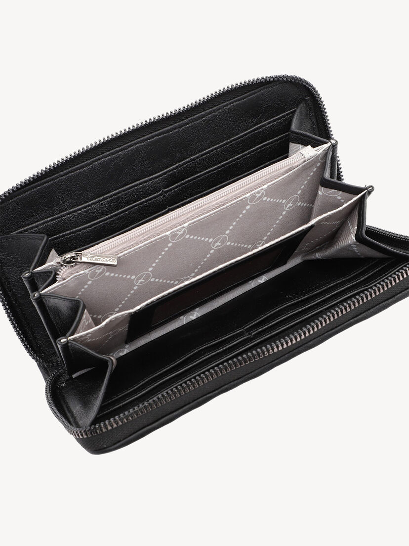 Open zwarte Tamaris portemonnee met veel vakken en binnenrits