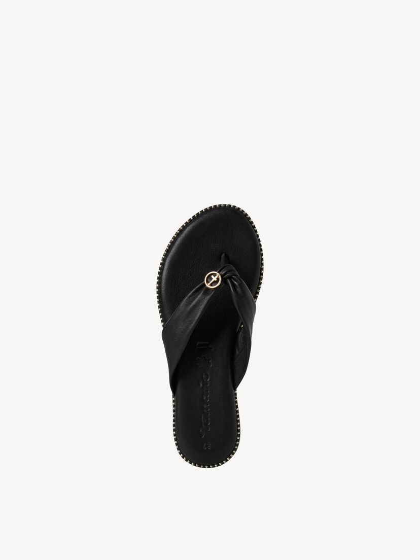 Leren Flip Flops - zwart, BLACK, hi-res