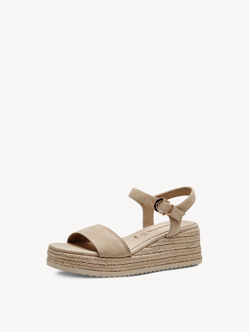 Ledersandalette - beige, BEIGE, hi-res