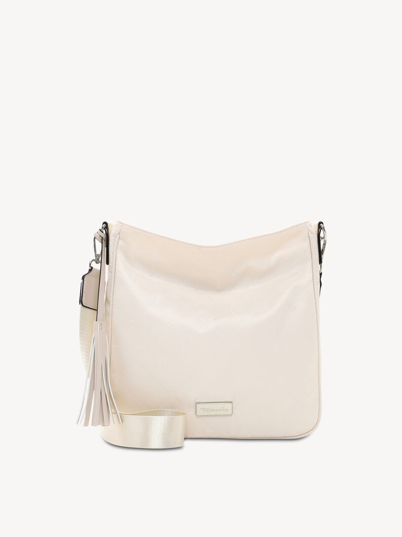 Skuldertaske - beige, beige satin, hi-res