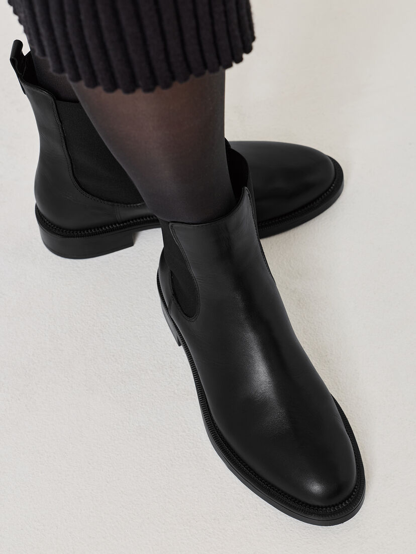 Leren Chelseaboot - zwart, BLACK, hi-res