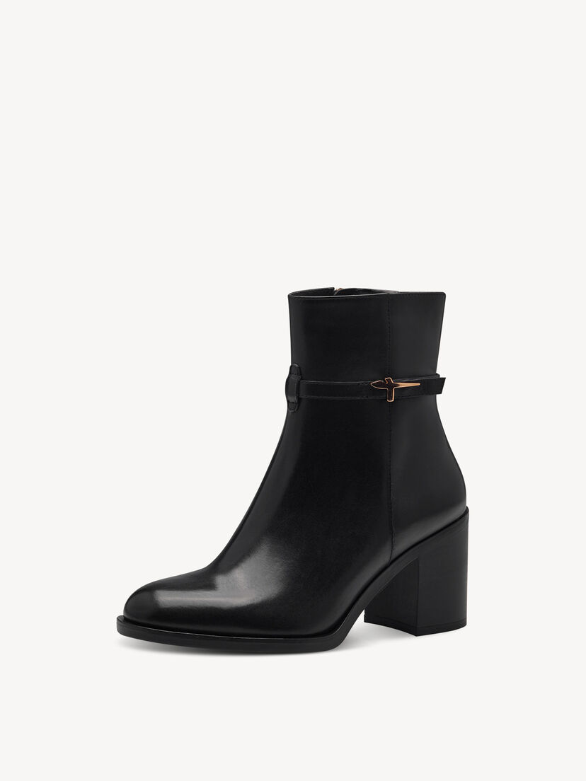 Leren Enkellaarsje - zwart, BLACK, hi-res