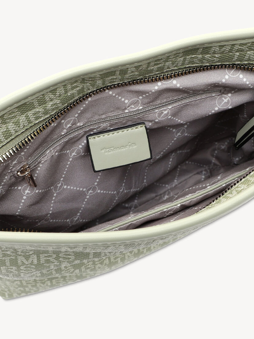 Close-up van de binnenvoering met ritsvak van tas