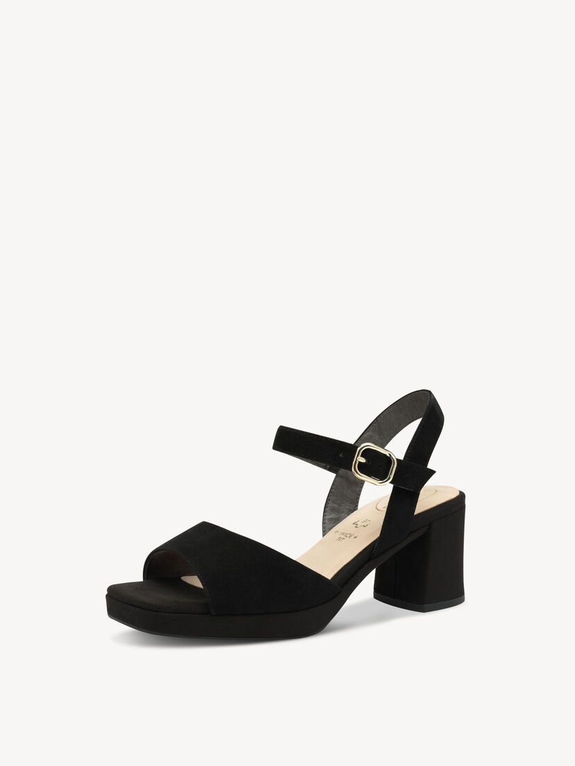 Leren Sandaaltje - zwart, BLACK SUEDE, hi-res