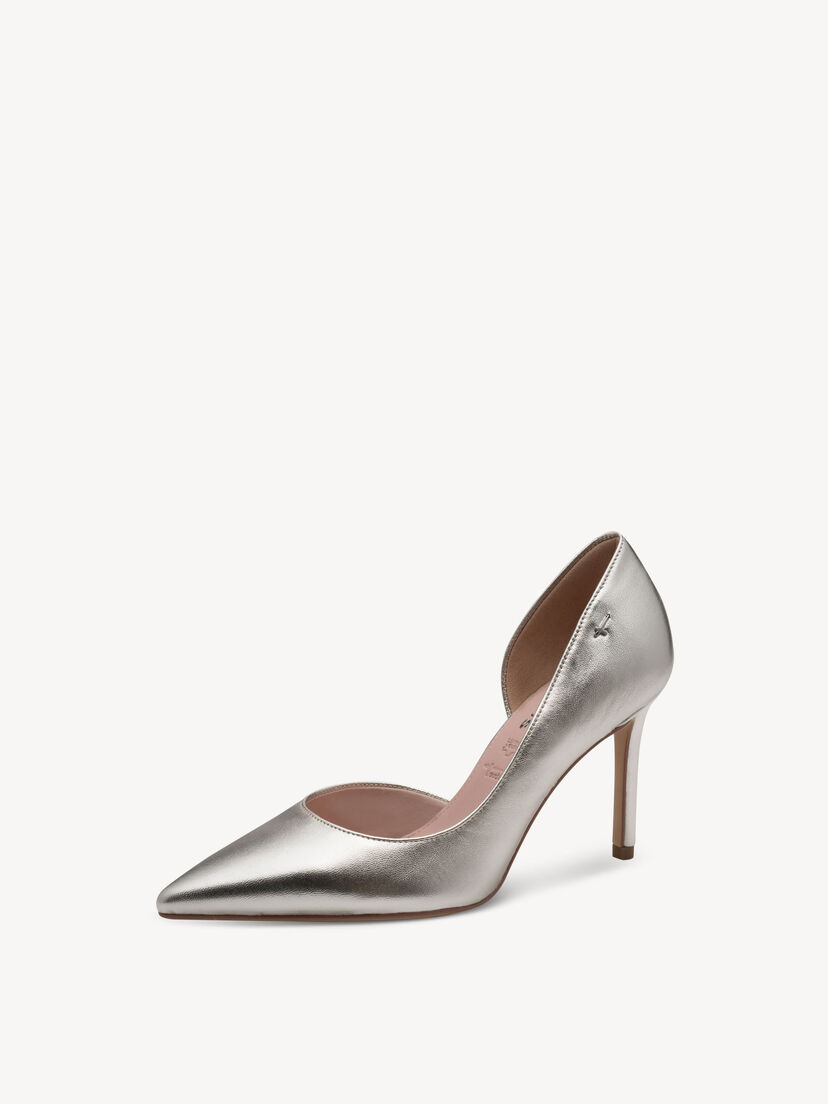 Leren Pumps - metallic, PLATINUM, hi-res