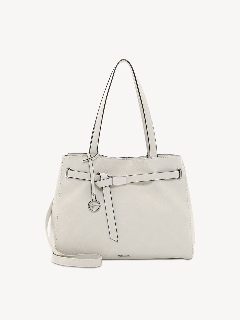 Elegante witte kunstleren handtas met decoratieve riem