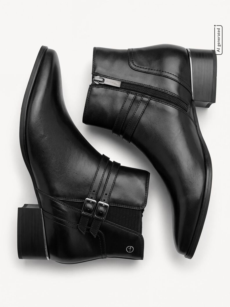 Leather Bootie - black, BLACK, hi-res