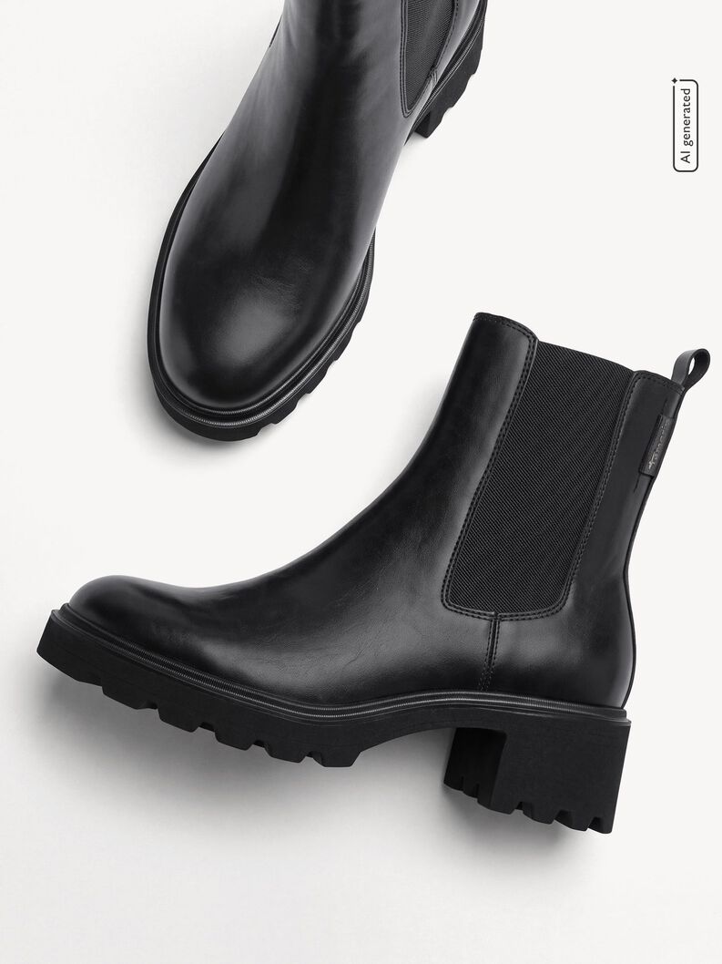 Bottine Chelsea en cuir - noir, BLACK, hi-res