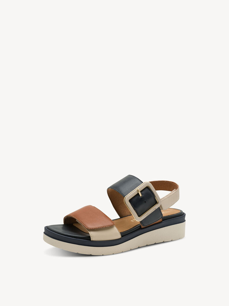 Sandale &agrave; talon en cuir - bleu, NAVY COMB, hi-res