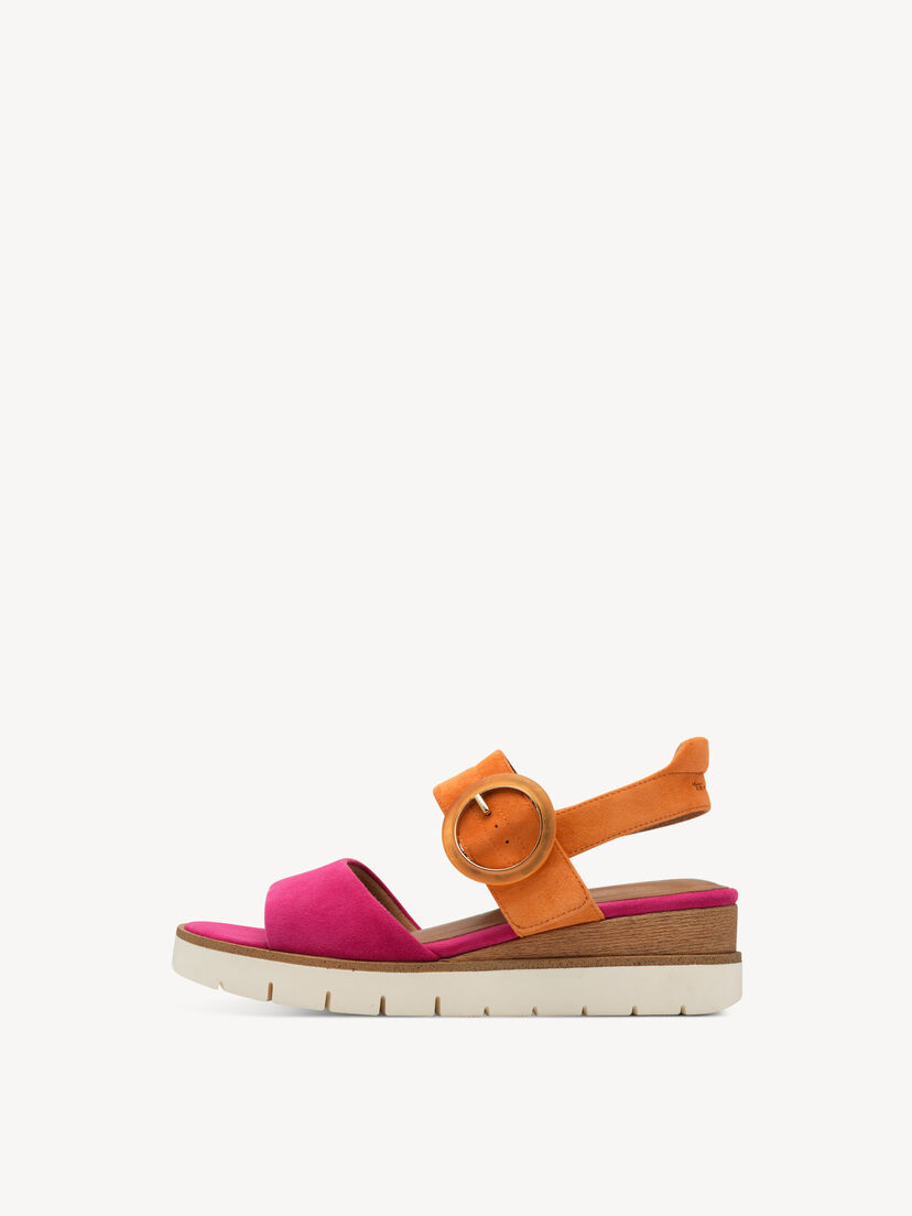 Leren Sandaaltje - pink, FUXIA/ORANGE, hi-res