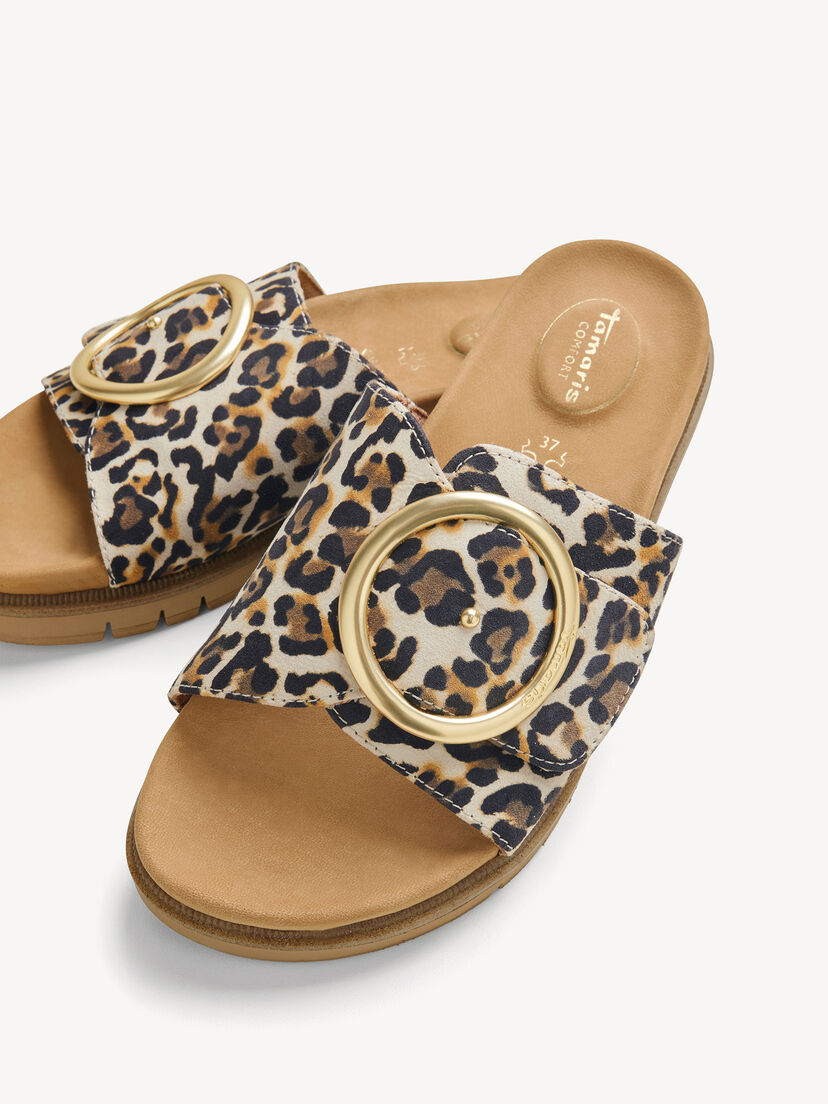 Leren Slipper - beige, LEOPARD, hi-res