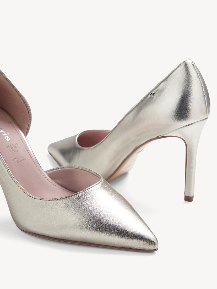 Leren Pumps - metallic, PLATINUM, hi-res