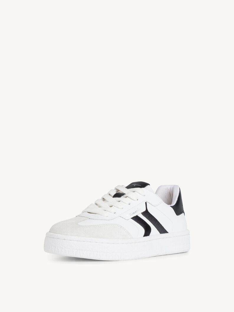 Ledersneaker - weiß, WHITE/BLACK, hi-res