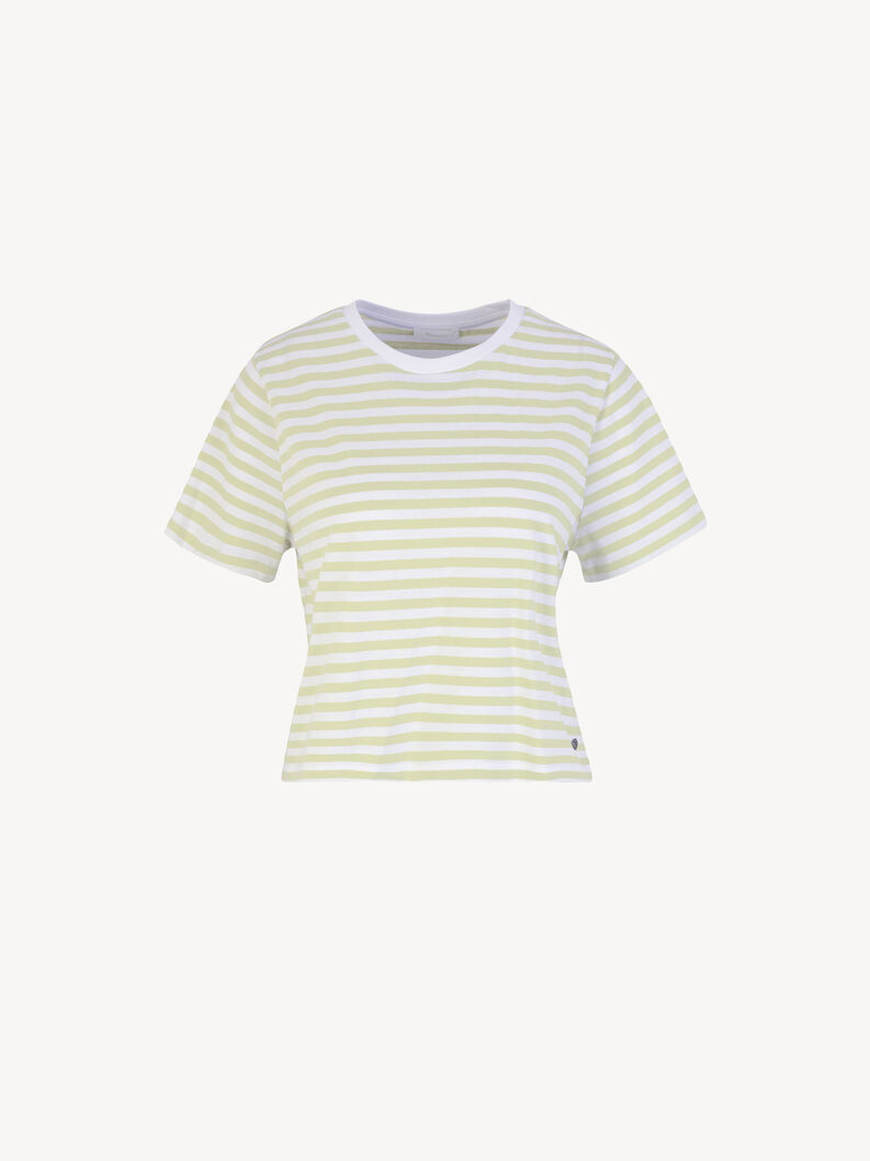 T-Shirt - grøn, Nile 14-0223 / Bright White Striped Tee, hi-res
