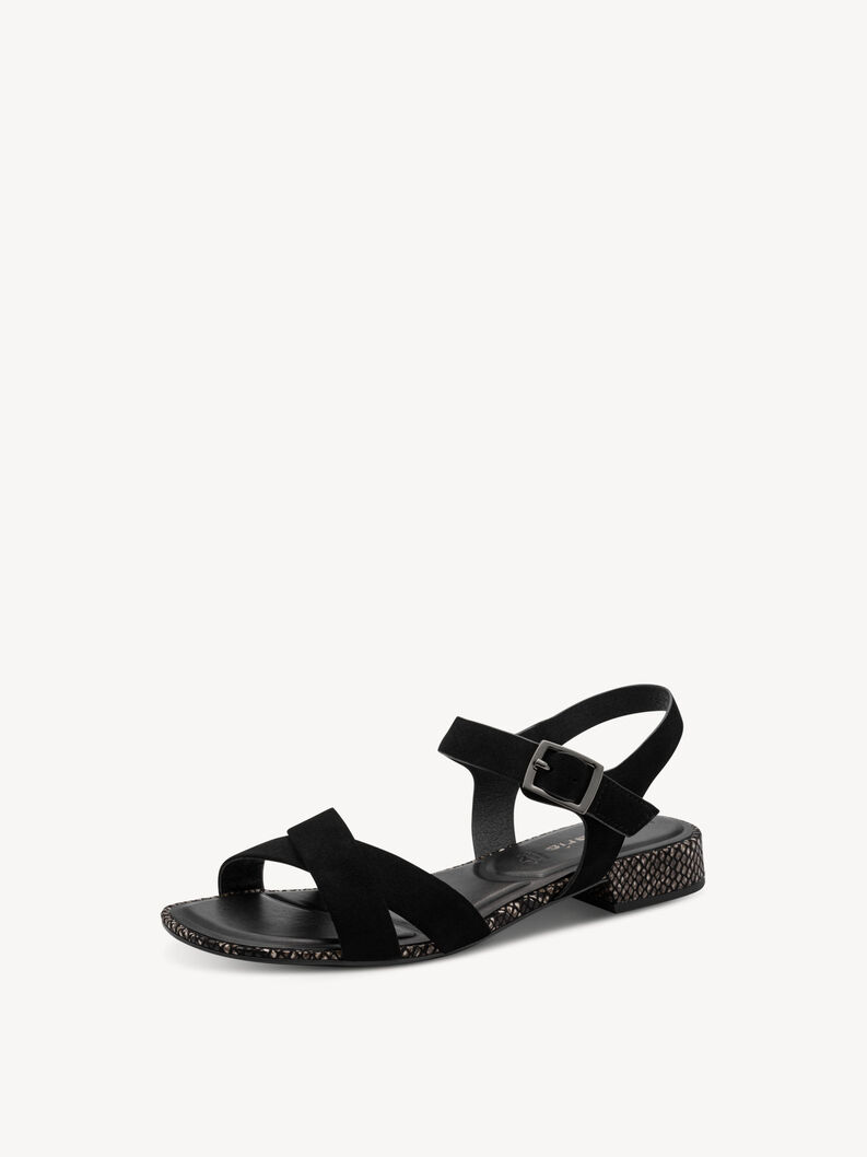 Sandale en cuir - noir, BLACK, hi-res