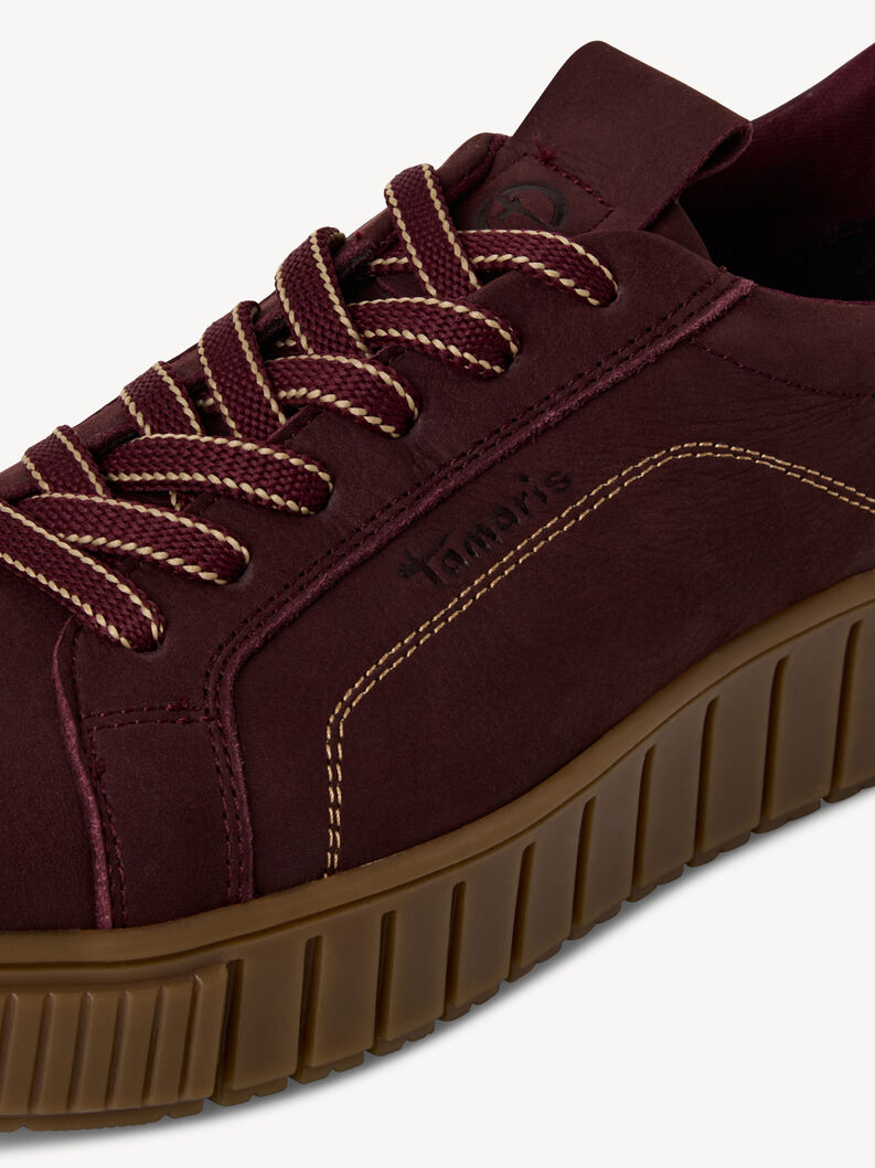 Basket en cuir - rouge, BORDEAUX, hi-res