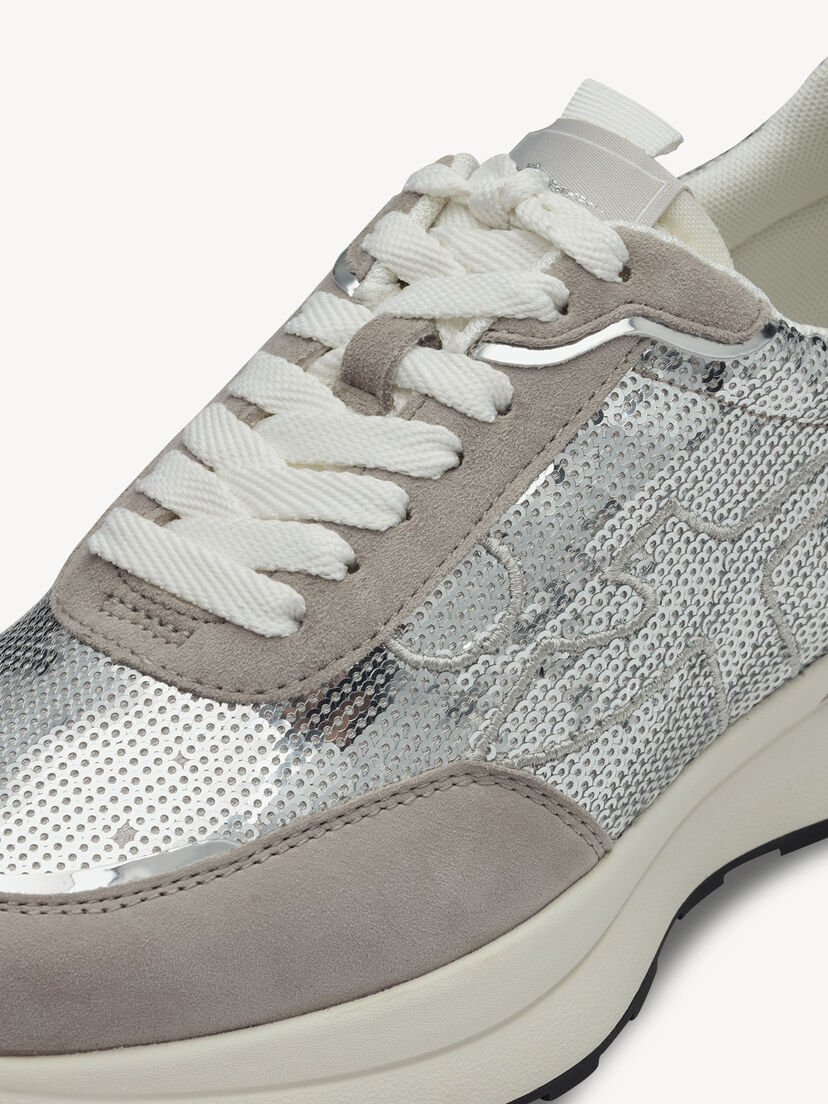 Leren Sneaker - zilver, SILVER GLAM, hi-res