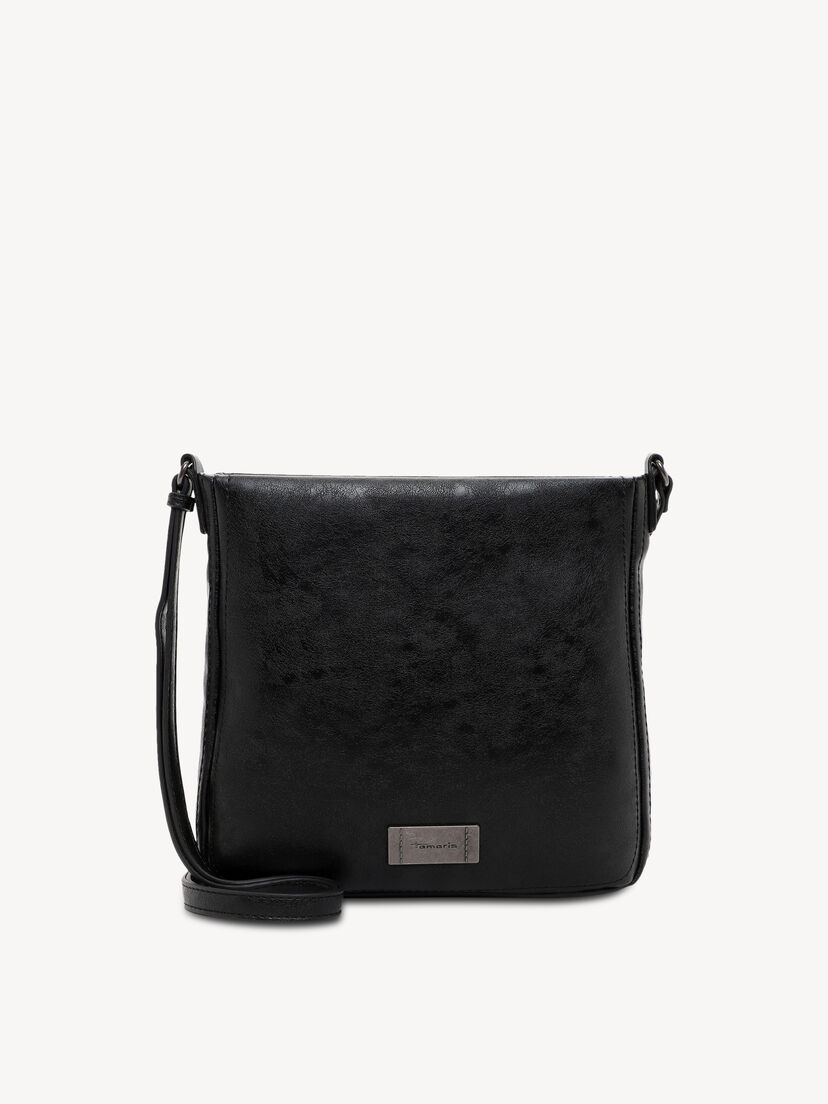 Zwarte dames schoudertas van imitatieleer met verstelbare riem