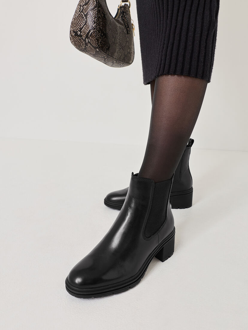 Leren Chelseaboot - zwart, BLACK, hi-res