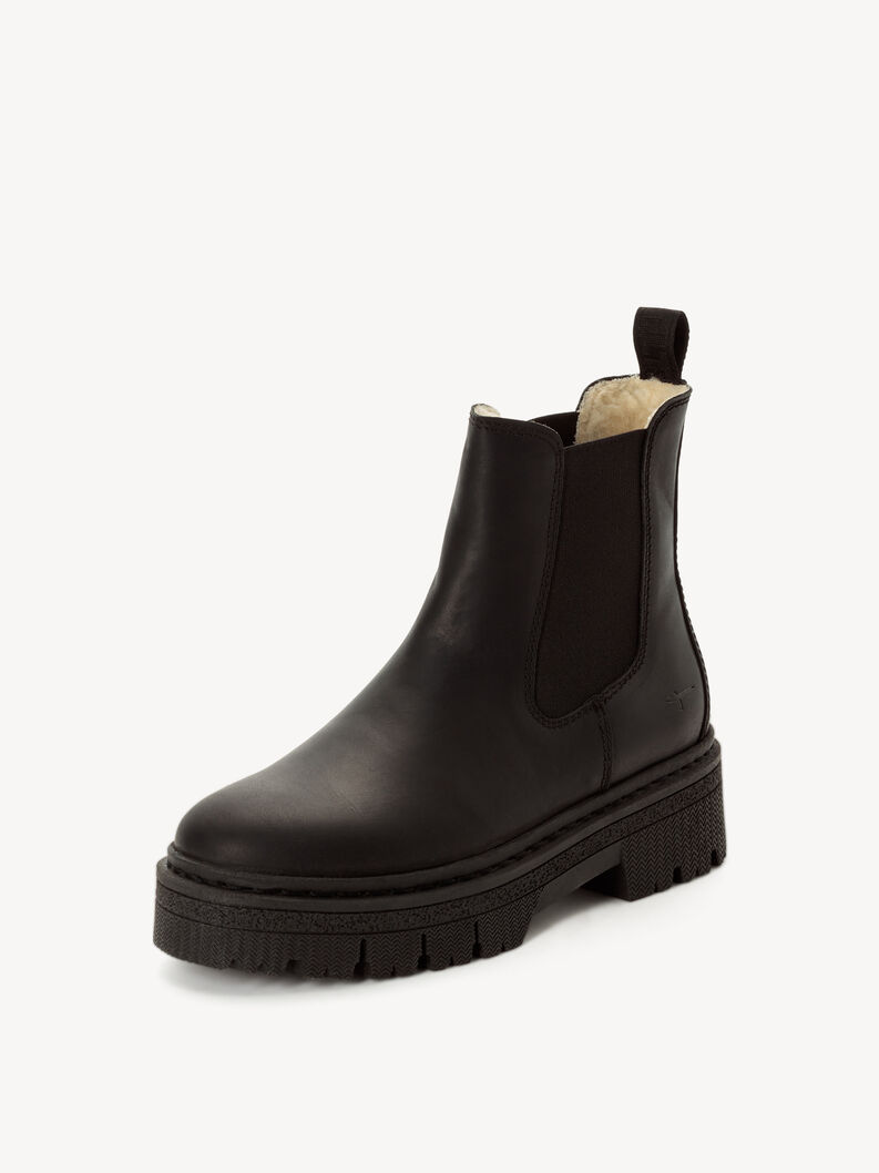 Lederstiefelette - schwarz Warmfutter, BLACK, hi-res
