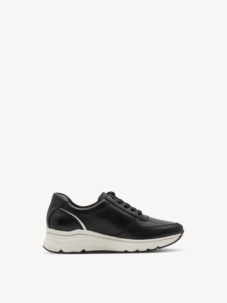 Ledersneaker - schwarz, BLACK/GOLD, hi-res