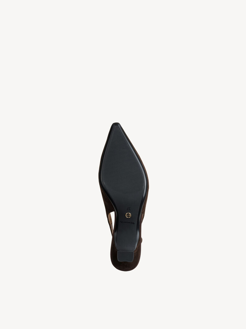 Leather sling pumps - brown, 304, hi-res