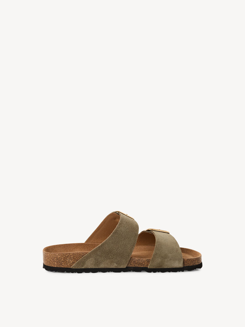 Lederpantolette - gr&uuml;n, OLIVE, hi-res