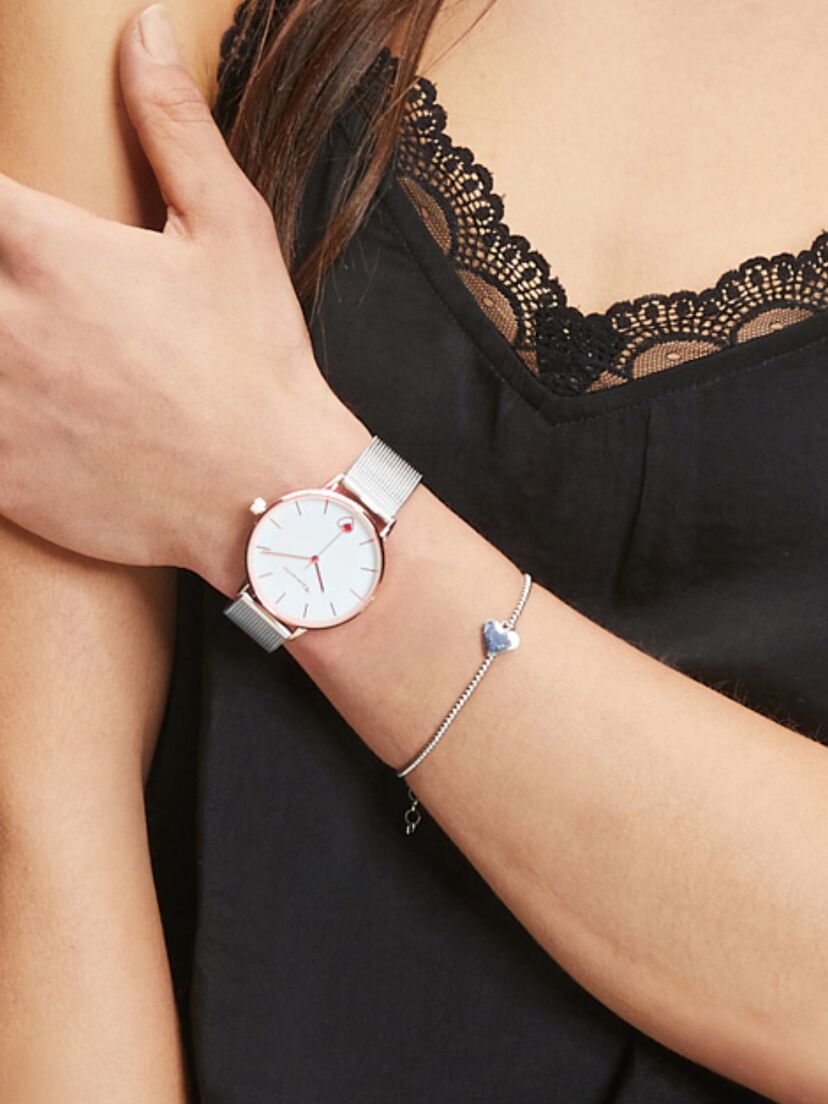 Horloge - zilver, rosegold mesh silver, hi-res