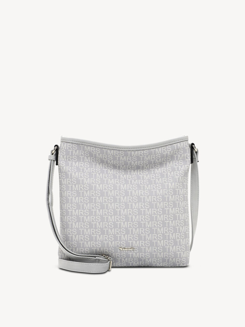 Sac bandouli&egrave;re gris avec motif monogramme et bandouli&egrave;re r&eacute;glable