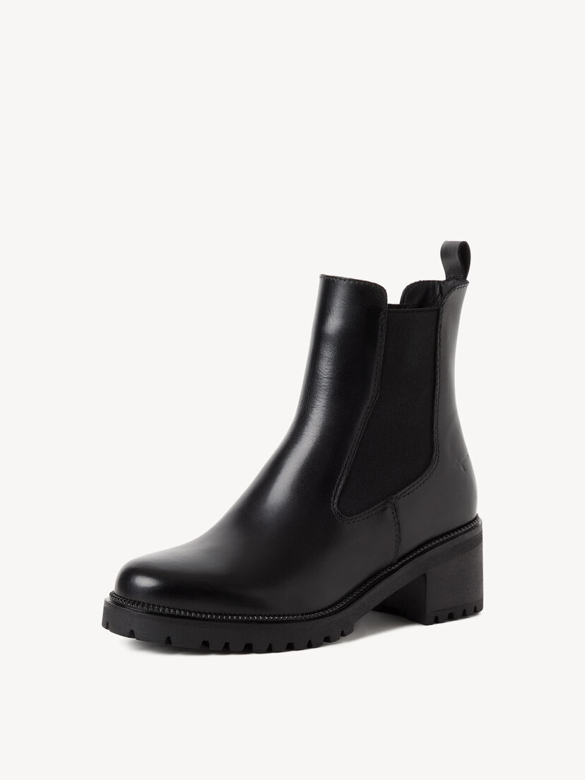 Leren Chelseaboot - zwart, BLACK LEATHER, hi-res