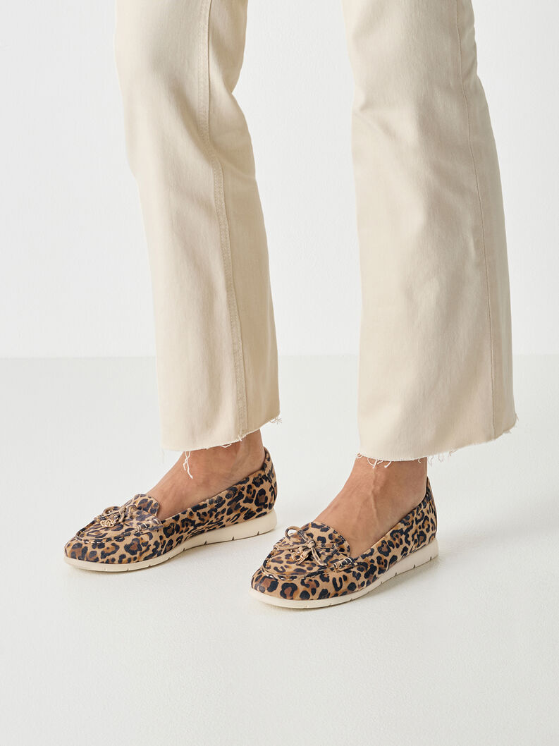 Lederslipper - braun, LEOPARD, hi-res