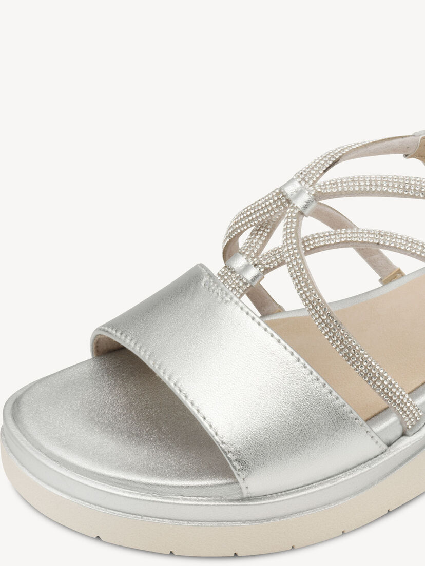 Leren Sandaaltje - zilver, SILVER, hi-res